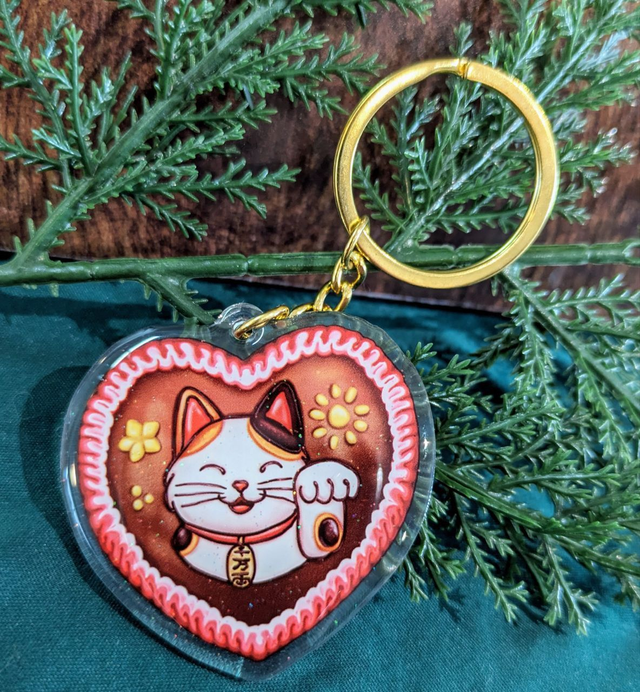 Lebkuchenherz cat keychain
