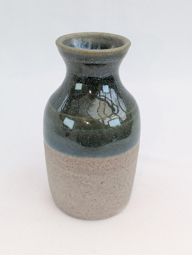 Green and light oatmeal bud vase 