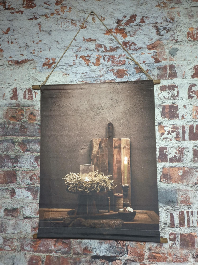 Wanddoek met stok, M