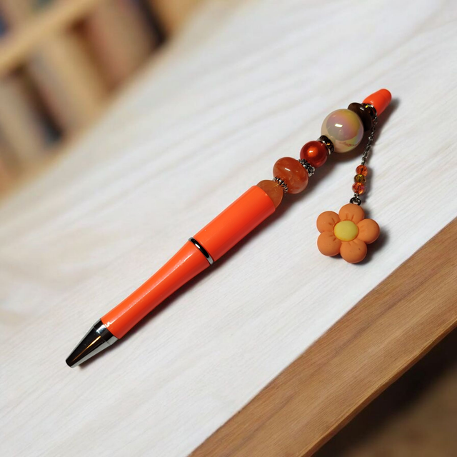 Stylo perles orange