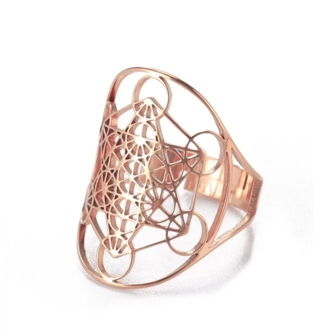 Bague métatron ajustable rose
