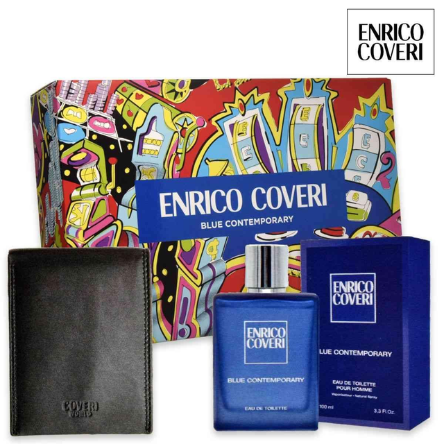 Enrico Coveri Blue Contemporary – EDT 100 ml + Portafogli in Pelle Nero