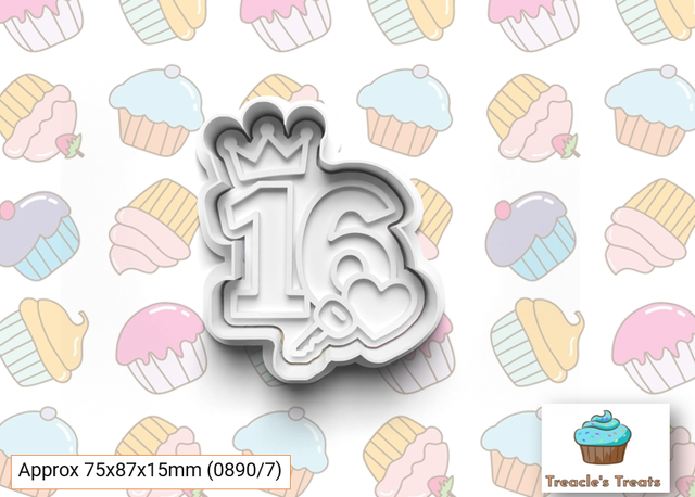 Happy Birthday number 16 Fondant/cookie stamp with cutter