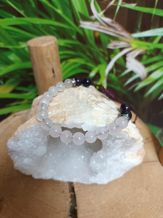 Bracelet en quartz rose et améthyste