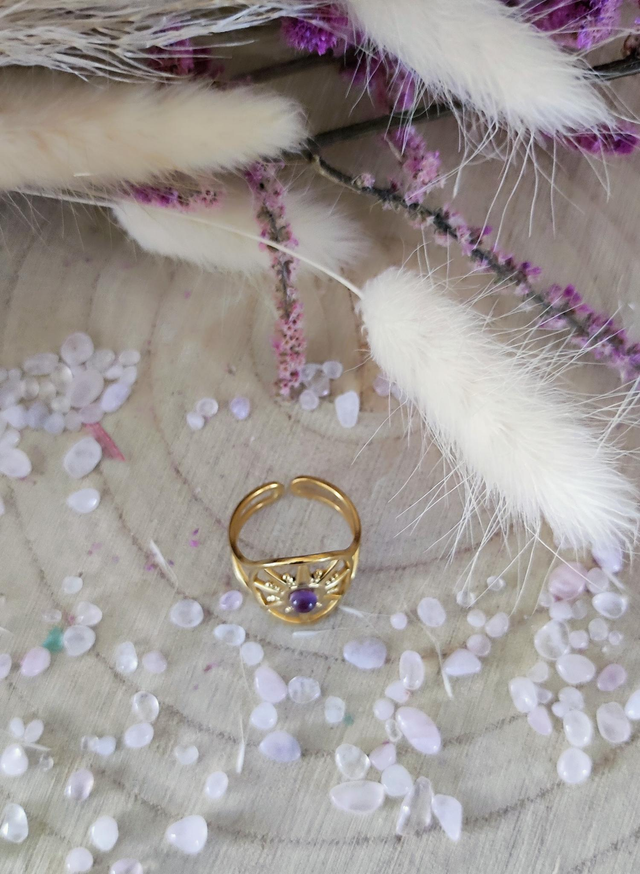Bague Étoile Améthyste acier