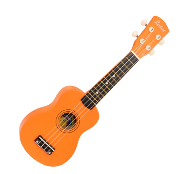 Laka Rainbow Series Soprano Ukulele &amp; Carry Bag ~ Orange