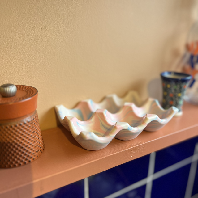 Egg tray - pale pink and blue