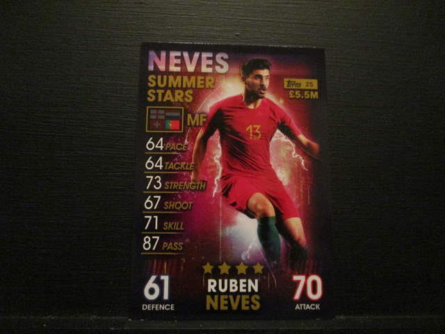 Ruben Neves - Summer Stars Match Attax 101 Original Trading Card