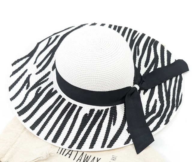 Zebra White Wide Brim Sun Hat