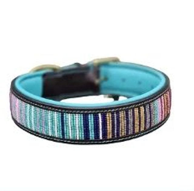 Leren halsband MINT SPLASH