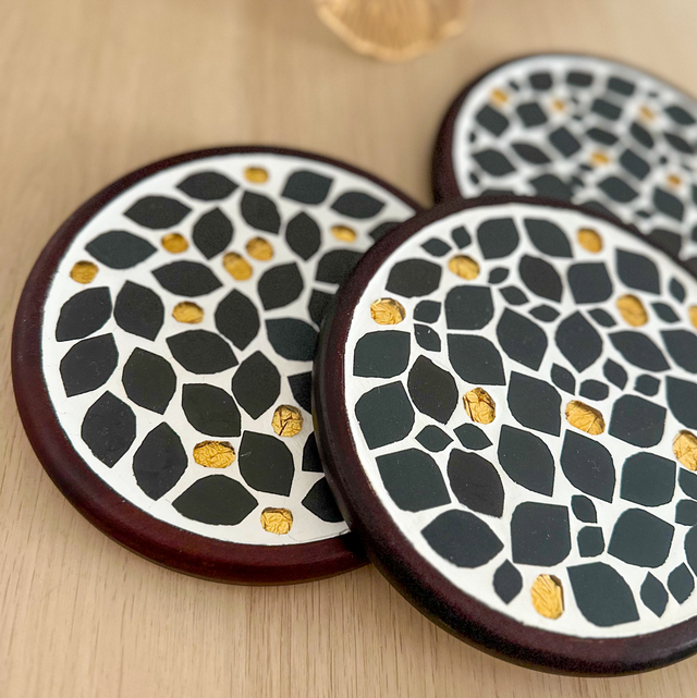 Centre de table PÉPITES - mosaïque grès &amp; émaux, pièce artisanale décorative