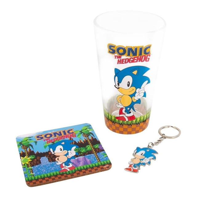 Sonic the Hedgehog: Glass, Coaster & Keyring Gift Set