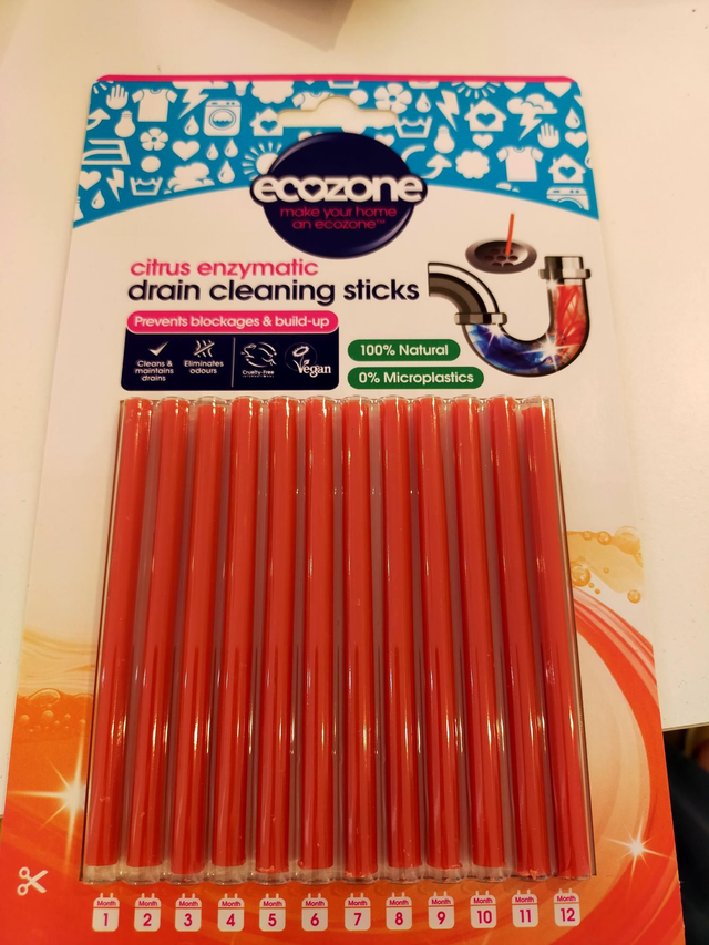 Enzymatic Drain Cleaning Sticks Citrus 12 Sticks Ecozone 
