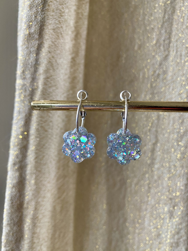 Créoles fleurs pleines - chunky argent