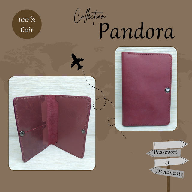 PANDORA portefeuille en cuir Framboise
