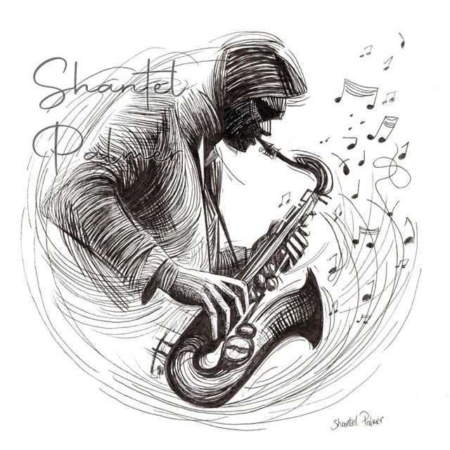 Scribble sax player sketch