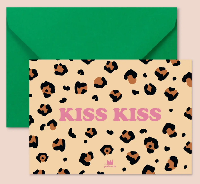 Carte "Love" : Kiss Kiss - Léopard (avec enveloppe)