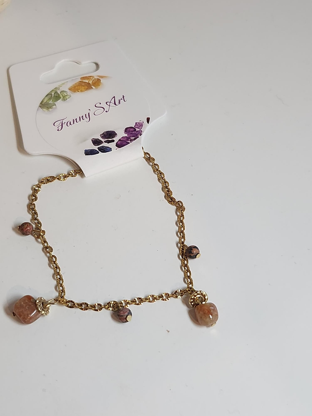 Bracelet breloque doré et jaspe