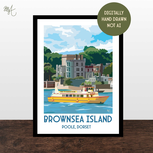 Brownsea Island, Travel Poster Print - Vintage Style Dorset Wall Art