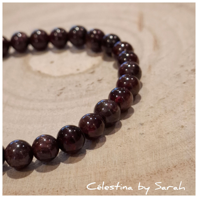 Bracelet Grenat Almandin 6mm Taille Dame