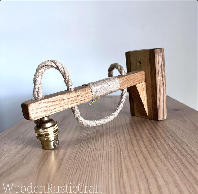 Rustic Wooden Wall Sconce | Oak Wall Lamp
