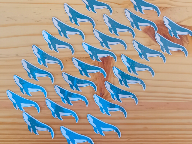 Sticker Holographique Waterproof -  Baleine