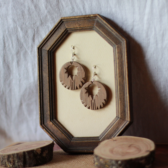 Roma - boucles d'oreilles en noyer