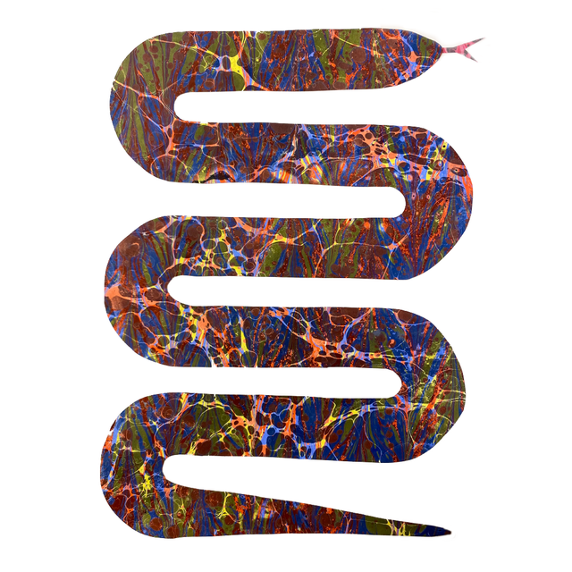 A3 Hand Cut Snake Illustration - Fire