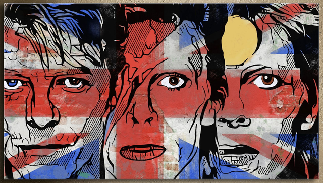 David Bowie, Aladdin Sane, Ziggy Stardust Pop Art/Graffiti Art Canvas Wall Art