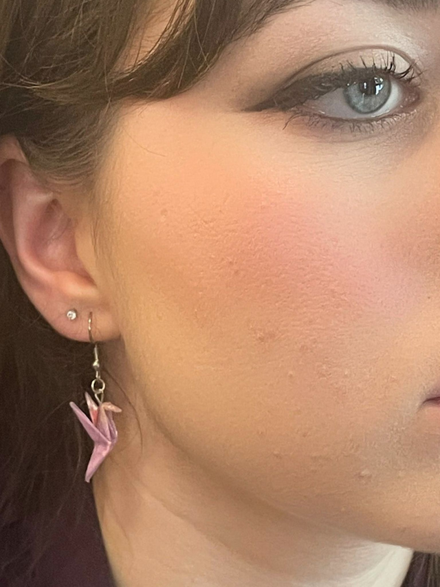 Boucles d'oreilles courtes "Colibri" motifs fleurs