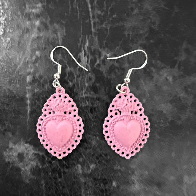 Orecchini cuore sacro rosa