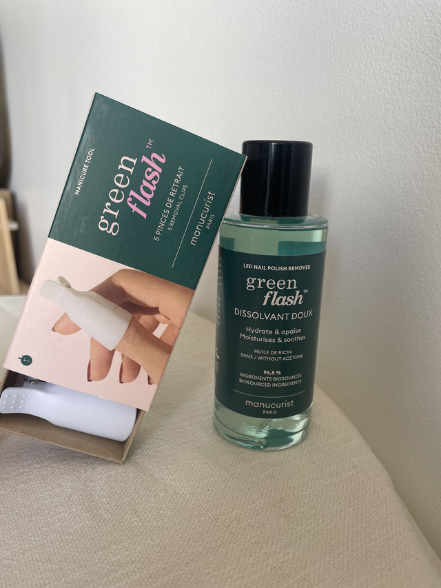 Pack eau dissolvante green flash &amp; 5 pinces de retrait