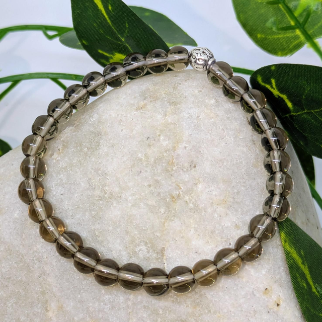 Bracelet &quot;Quartz fumé&quot; 6mm BR-020