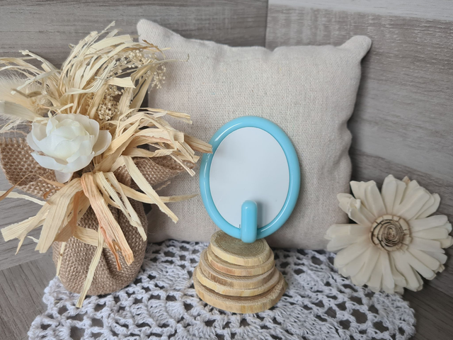 Grand crochet avec photos Ovale 5.5x6.8 cm Bleu