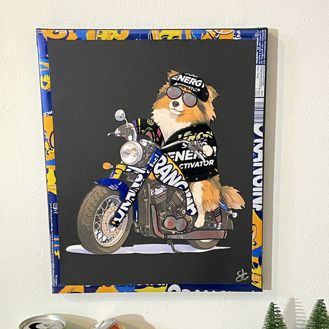 Tableau chien motard 