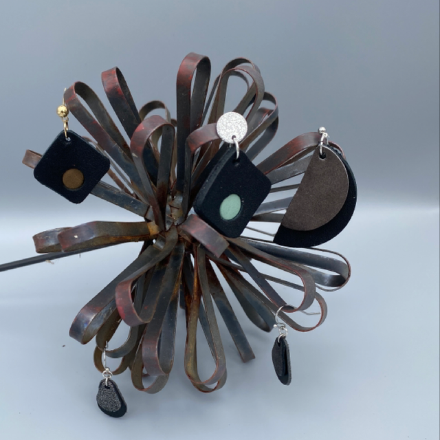 Black leather earrings 