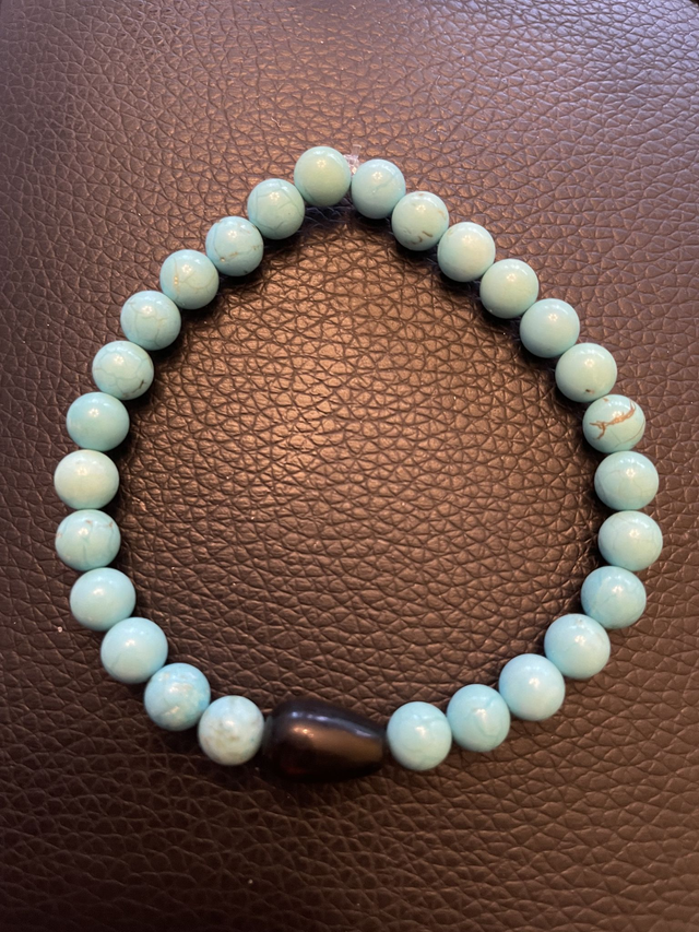 Bracelet Agate goutte et Turquoise 6 mm