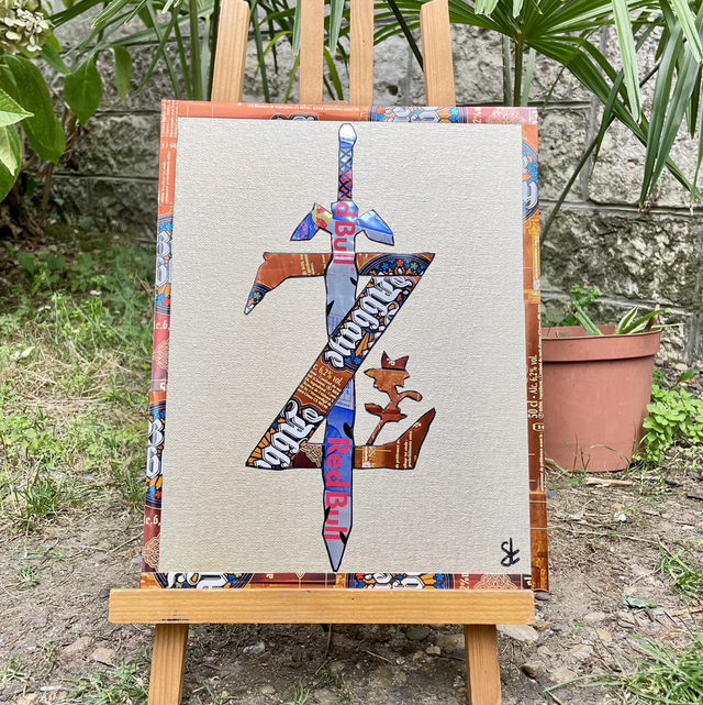 Tableau Épée Zelda sur fond doré 