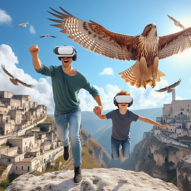 Con gli occhi del falco grillaio: inedito volo immersivo VR 360 sui rioni sassi di Matera