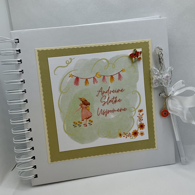 Handmade, personalised scrapbook / photo-book with FREE pen and pendant.