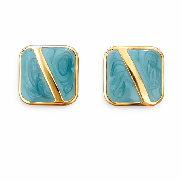 Pendientes acero dorado cuadrados 