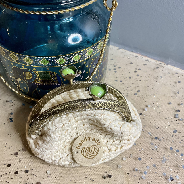 Handmade crochet coin purse.