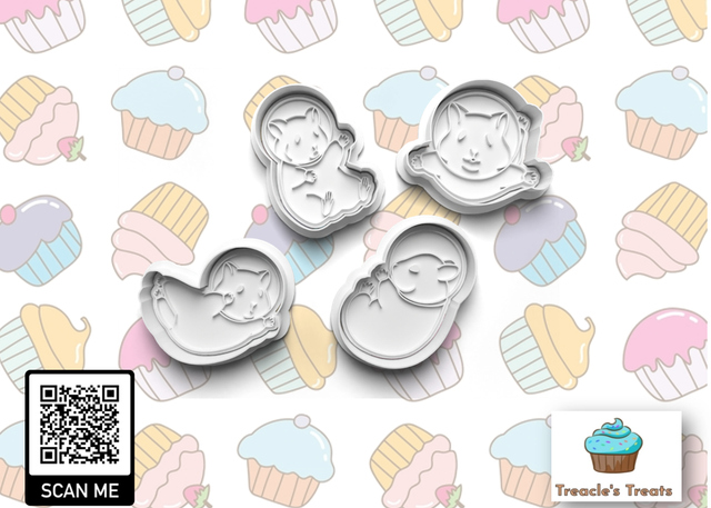 Space Hamster Theme Fondant/cookie stamps with cutters 