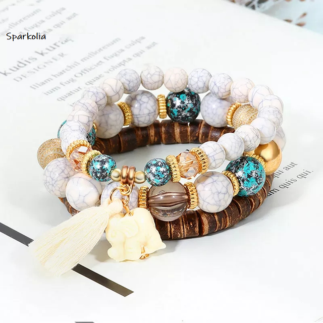 Olifant armbandenset wit | kralen armband