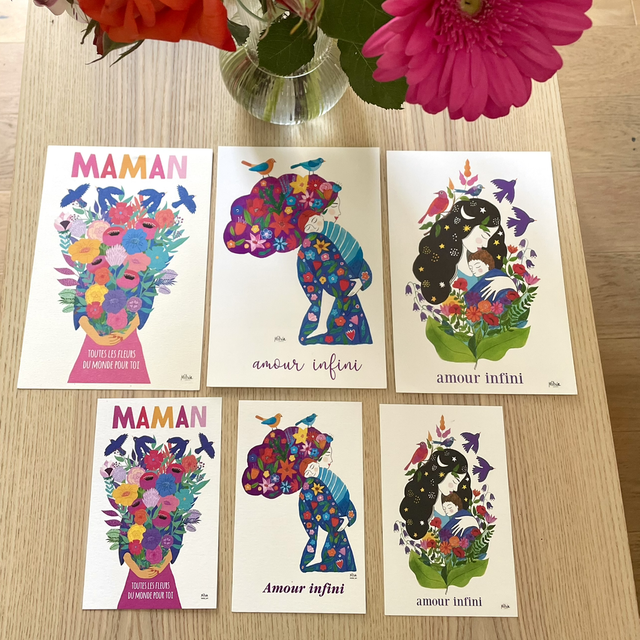 3 cartes grandes collection fêtes de mères A5