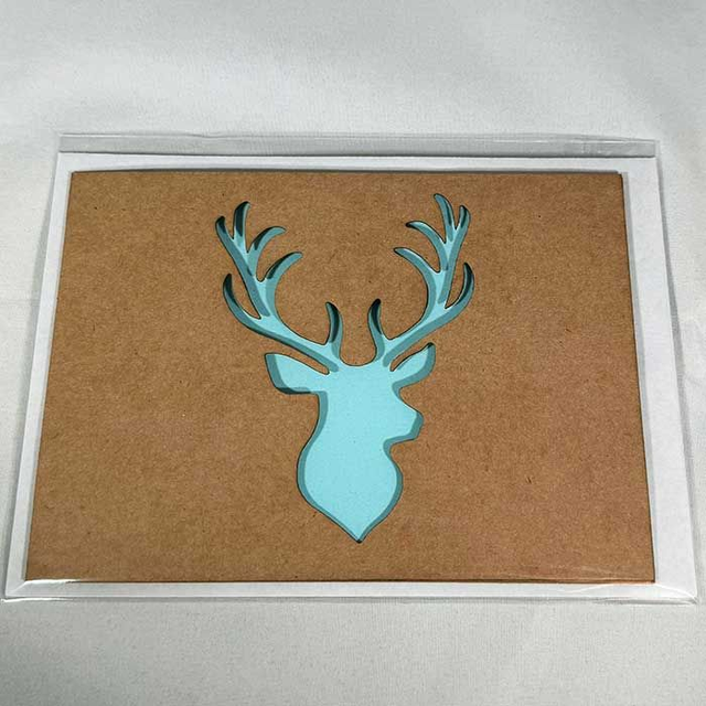 Weihnachtskarte (Hirsch) 4-Seitig