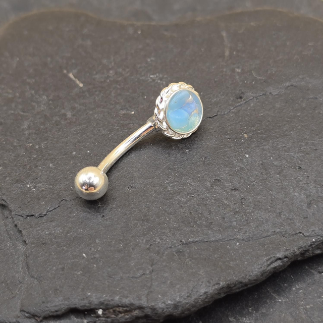 925 Belly Bar Seaglass (Stainless Steel Bar)