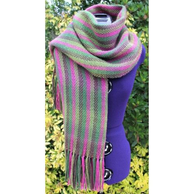 CHALI_016 écharpe RAYURE verte à rayures