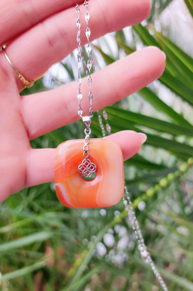 Pendentif Agate de Botswana orange