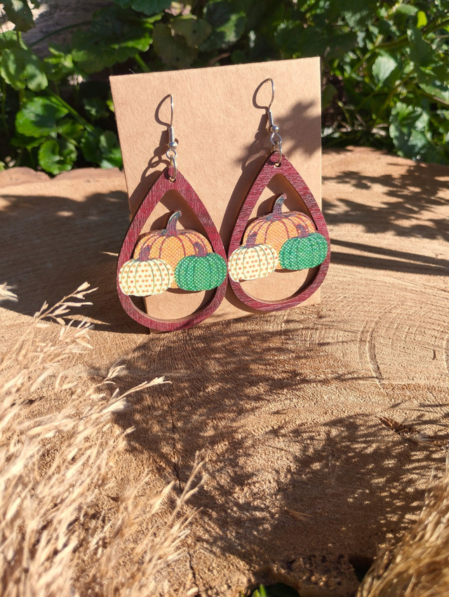 Boucles d'oreilles pendantes - Bois d'automne